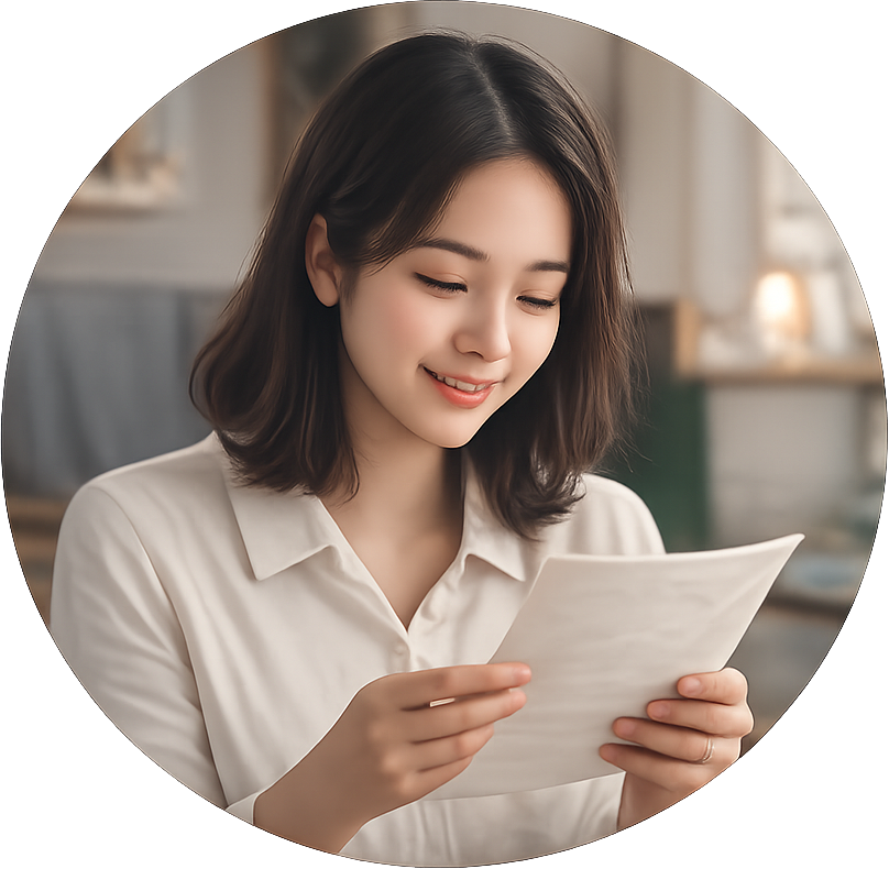 Tammy reading her future letter